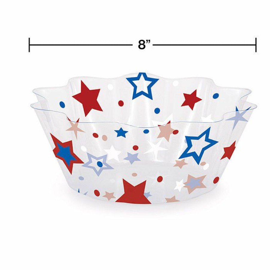 Holidays * | Creative Converting Patriotic Stars 8 Fluted Bowl Patriotic And 4Th Of July Party Decorations