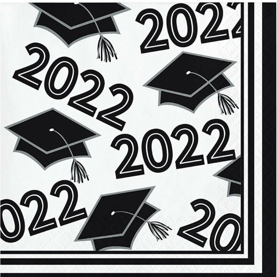 Graduation Party Supplies * | Creative Converting White Class Of 2022 Beverage Napkins, 36Ct Graduation Party Supplies