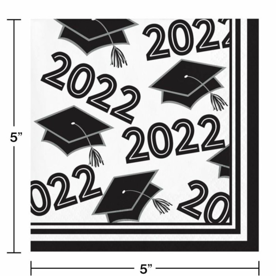 Graduation Party Supplies * | Creative Converting White Class Of 2022 Beverage Napkins, 36Ct Graduation Party Supplies