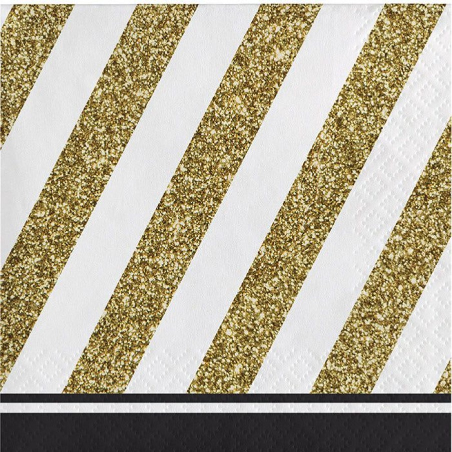 Birthdays * | Creative Converting Black & Gold Beverage Napkin, 3 Ply, 16 Ct