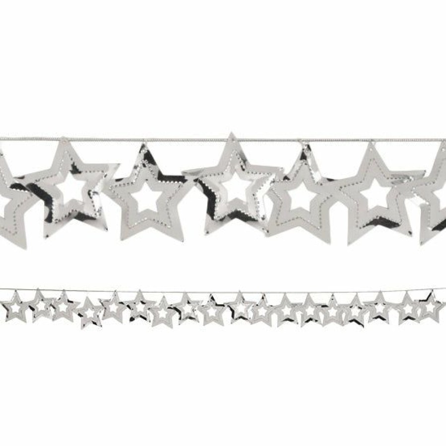 General Decorations * | Creative Converting General Decorations Silver Stars Foil Garland, 9 Ft.