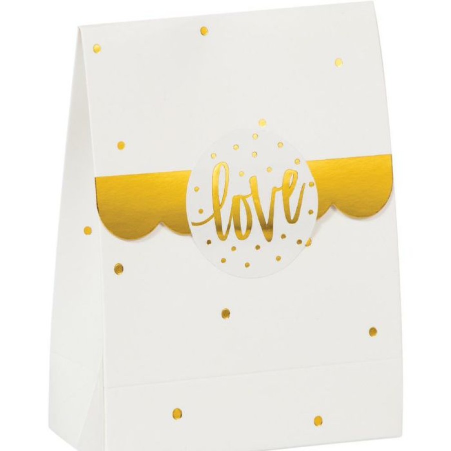 Bridal And Wedding * | Creative Converting Bridal And Wedding White And Gold Wedding Favor Bags, 8 Ct