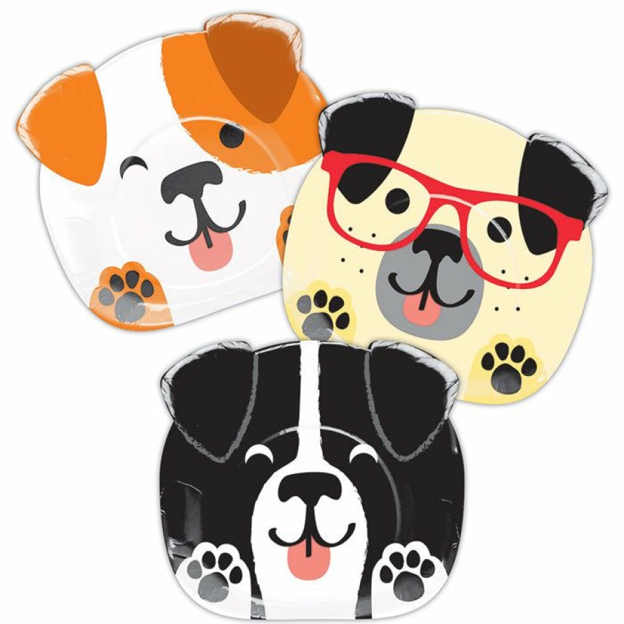 Birthdays * | Creative Converting Dog Party Shaped Plate 9 Assorted Dogs, 8 Ct