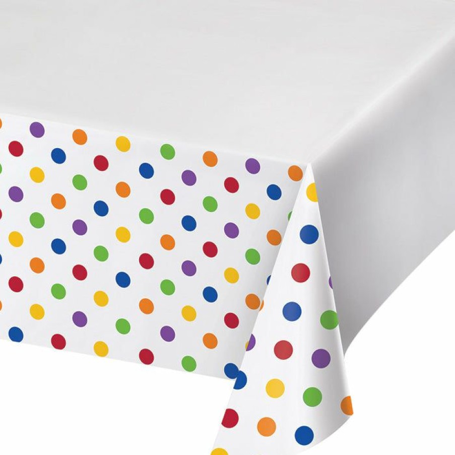 Themed Tableware * | Creative Converting Dots & Stripes Plastic Tablecover Border Print, 54 X 102