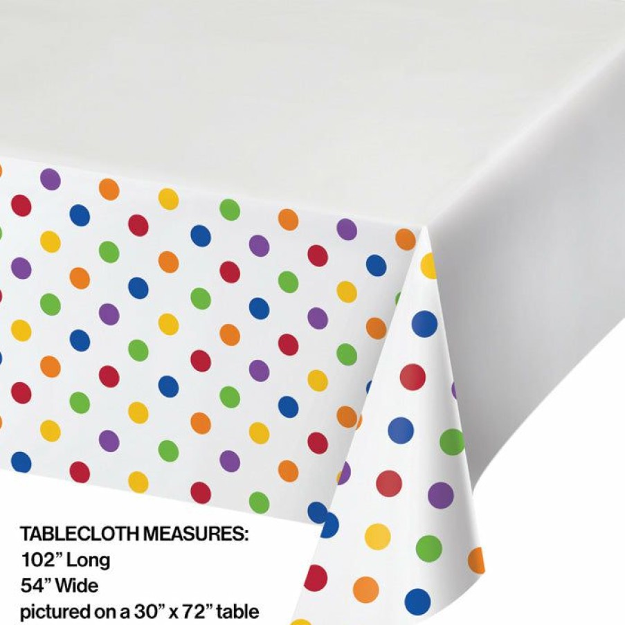 Themed Tableware * | Creative Converting Dots & Stripes Plastic Tablecover Border Print, 54 X 102