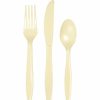 Solid Color Tableware * | Creative Converting Ivory Assorted Plastic Cutlery, 24 Ct Solid Color Tableware