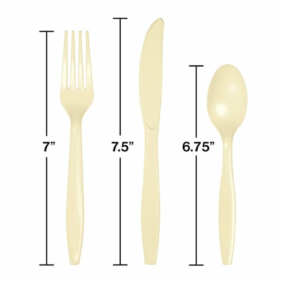 Solid Color Tableware * | Creative Converting Ivory Assorted Plastic Cutlery, 24 Ct Solid Color Tableware