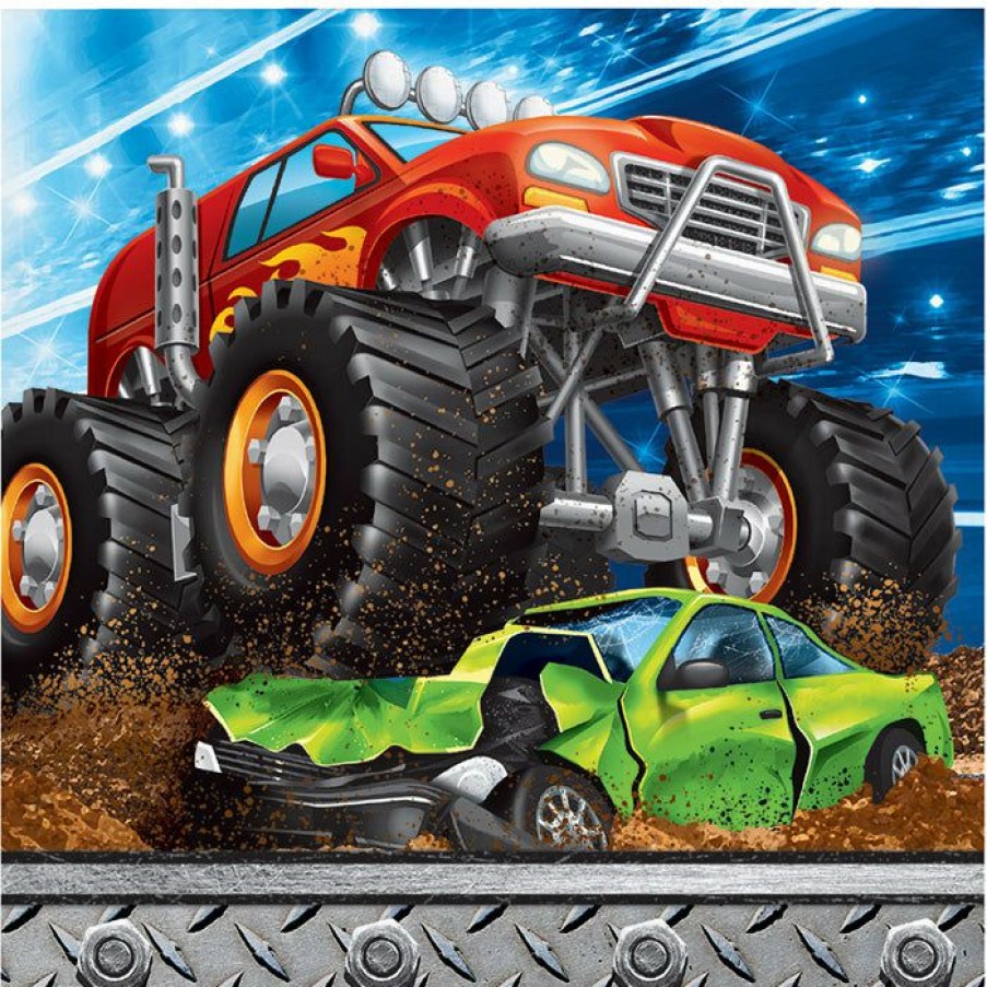 Birthdays * | Creative Converting Monster Truck Rally Beverage Napkins, 16 Ct