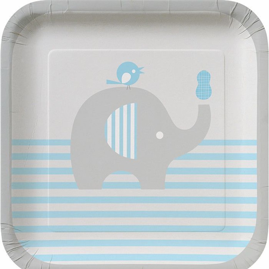 Baby Showers * | Creative Converting Little Peanut Boy Elephant Dessert Plates, 8 Ct Baby Showers