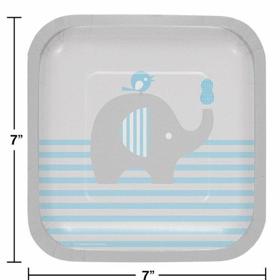 Baby Showers * | Creative Converting Little Peanut Boy Elephant Dessert Plates, 8 Ct Baby Showers