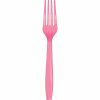 Solid Color Tableware * | Creative Converting Candy Pink Plastic Forks, 24 Ct