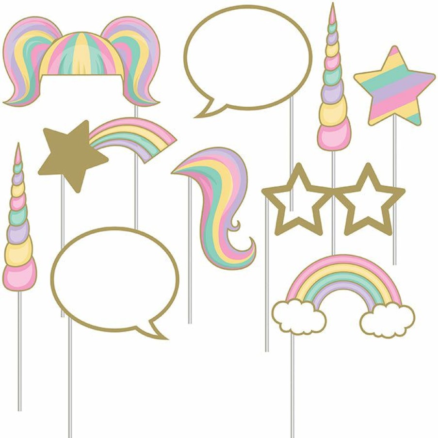 Birthdays * | Creative Converting Sparkle Unicorn Photo Booth Props, 10 Ct