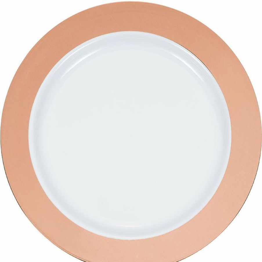 Bridal And Wedding * | Creative Converting 10.25 Rosegold Rim Plastic Plate 10Ct Bridal And Wedding