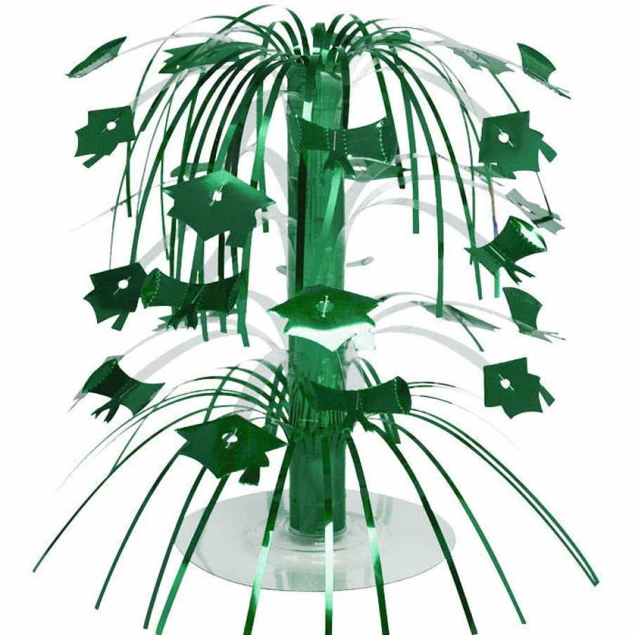 Graduation Party Supplies * | Creative Converting Green Mortarboard Graduation Centerpiece