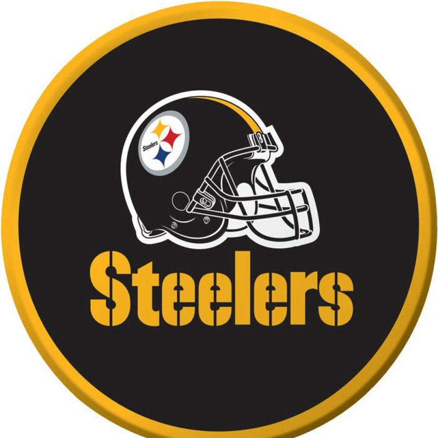 Sports * | Creative Converting Pittsburgh Steelers Dessert Plates, 8 Ct Nfl And Football Party Supplies