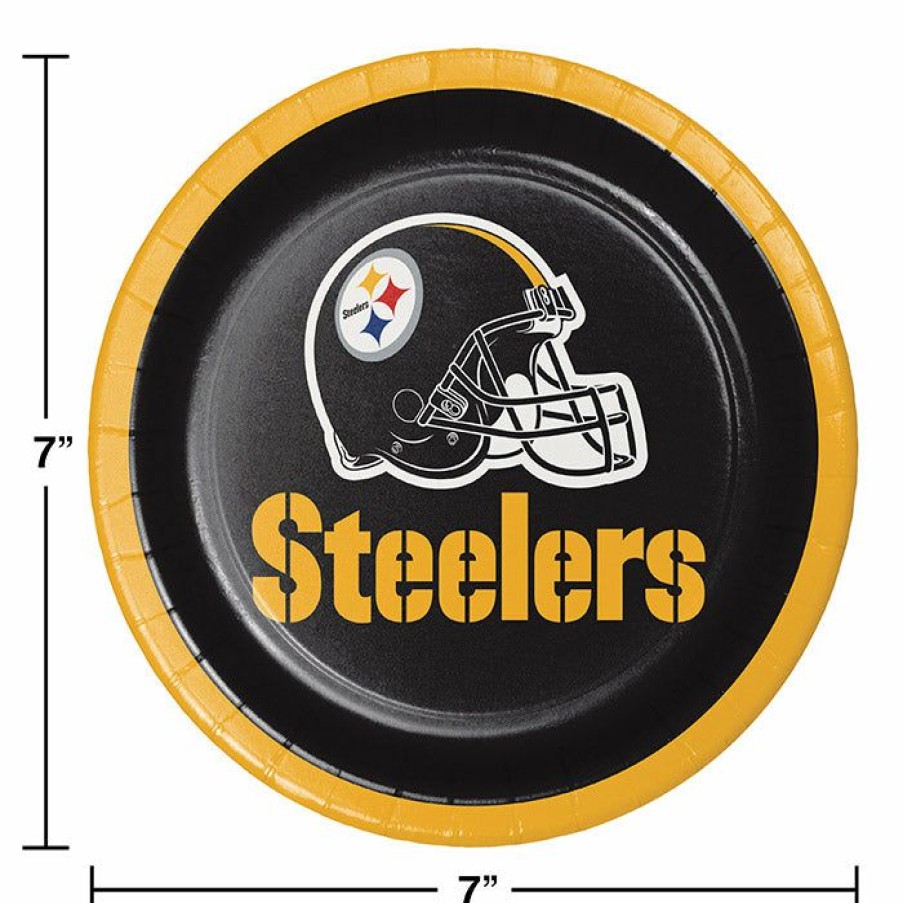 Sports * | Creative Converting Pittsburgh Steelers Dessert Plates, 8 Ct Nfl And Football Party Supplies