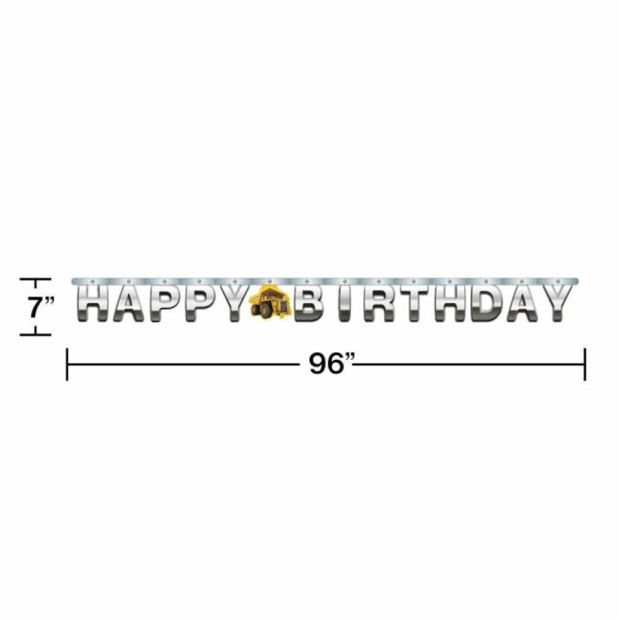 Birthdays * | Creative Converting Kids Birthday Party Themes Construction Birthday Zone Jointed Banner, Large, Foil (12/Case)