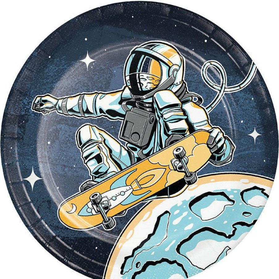 Birthdays * | Creative Converting Space Skater Dessert Plate 8Ct