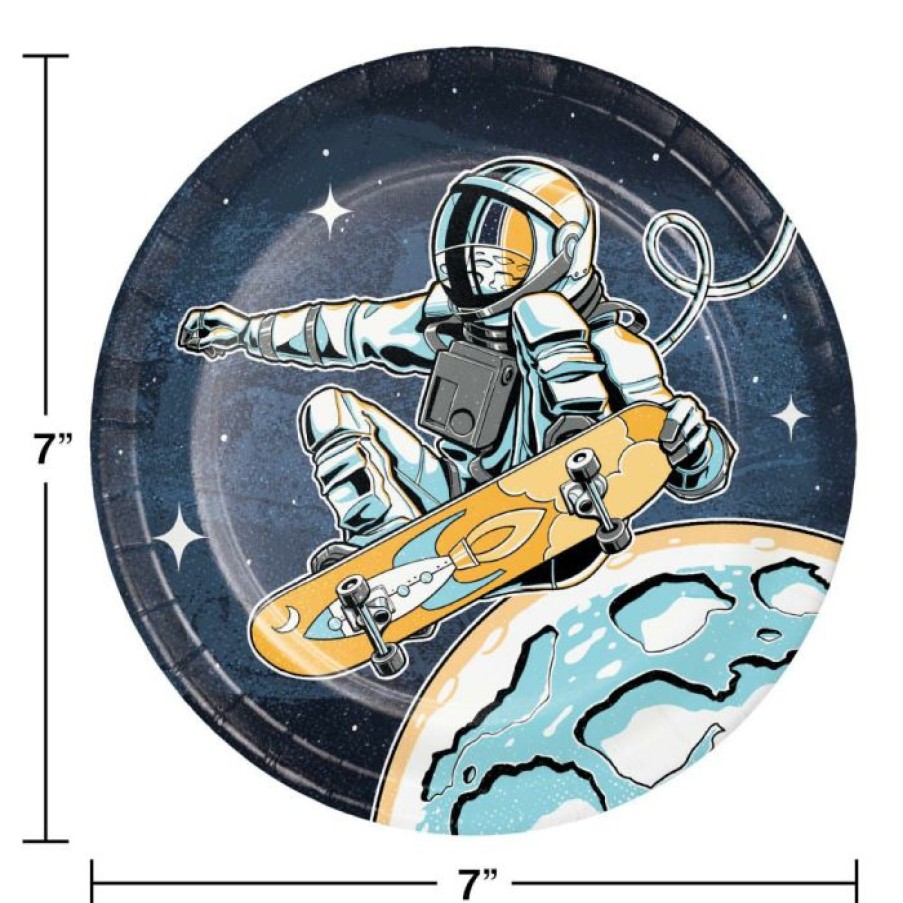 Birthdays * | Creative Converting Space Skater Dessert Plate 8Ct