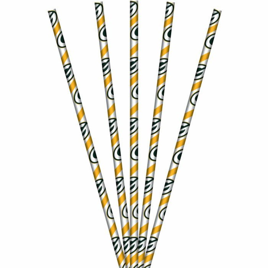 Sports * | Creative Converting Green Bay Packers Paper Straws, 24 Ct Nfl And Football Party Supplies