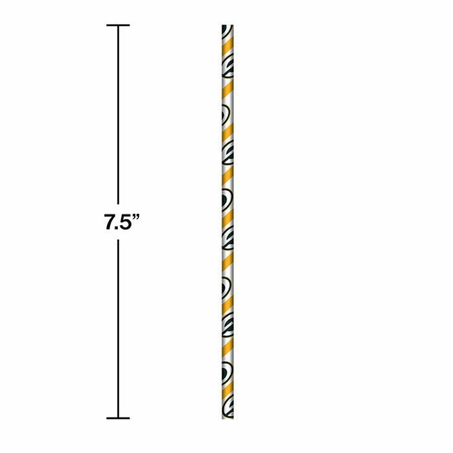 Sports * | Creative Converting Green Bay Packers Paper Straws, 24 Ct Nfl And Football Party Supplies