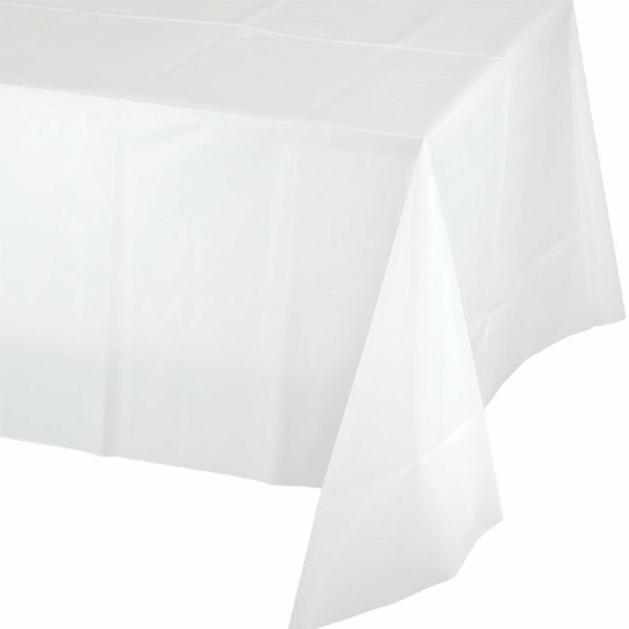 Solid Color Tableware * | Creative Converting White Tablecover Plastic 54 X 108