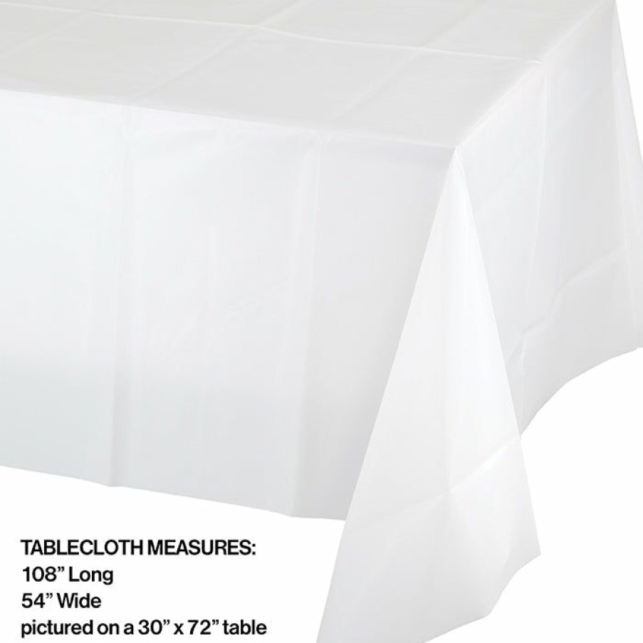 Solid Color Tableware * | Creative Converting White Tablecover Plastic 54 X 108