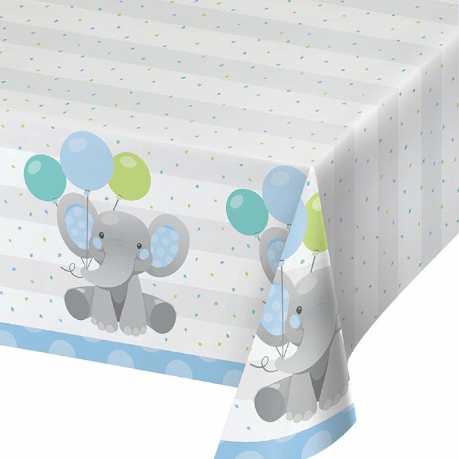 Birthdays * | Creative Converting Enchanting Elephants Boy Paper Tablecover 54 X 102 Kids Birthday Party Themes