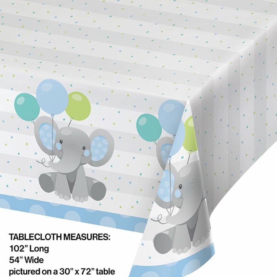 Birthdays * | Creative Converting Enchanting Elephants Boy Paper Tablecover 54 X 102 Kids Birthday Party Themes