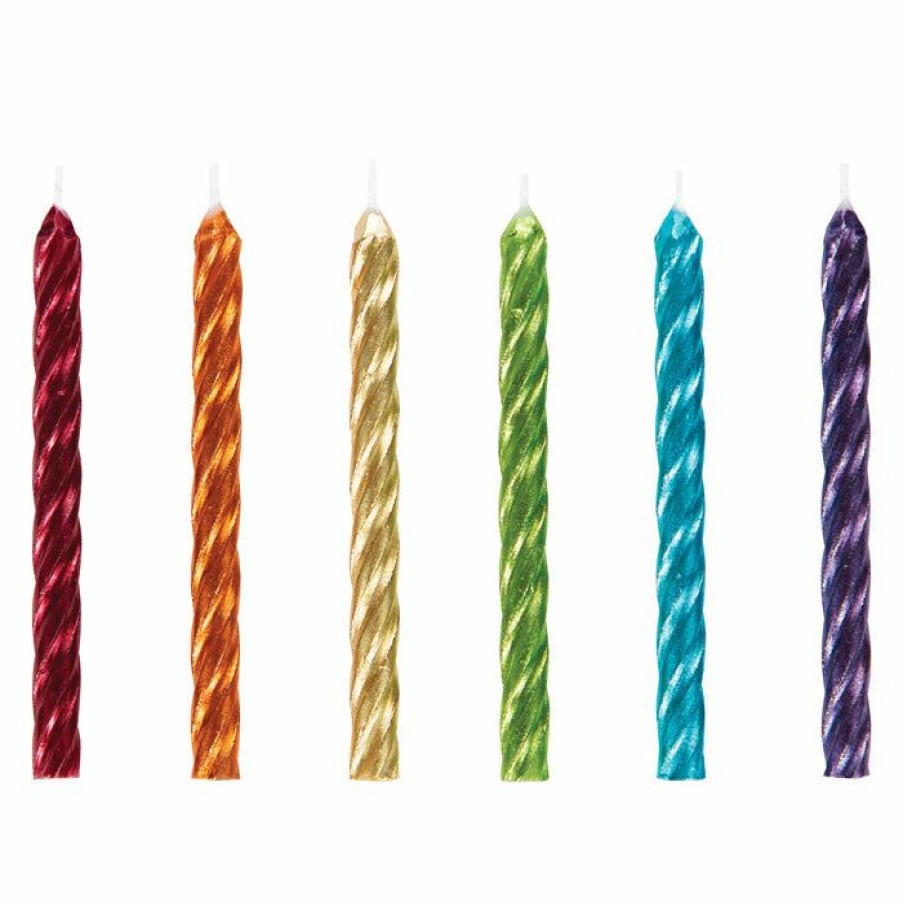 Birthdays * | Creative Converting Spriral Rainbow Metallic Candles 24Ct Birthday Party Candles