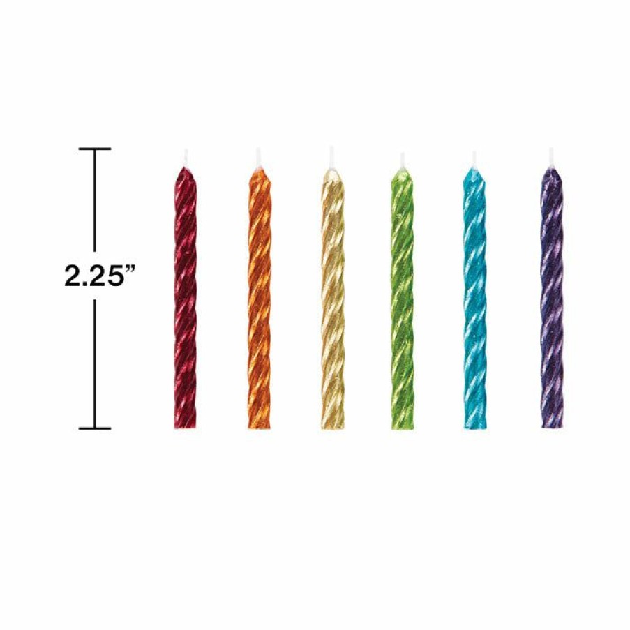 Birthdays * | Creative Converting Spriral Rainbow Metallic Candles 24Ct Birthday Party Candles