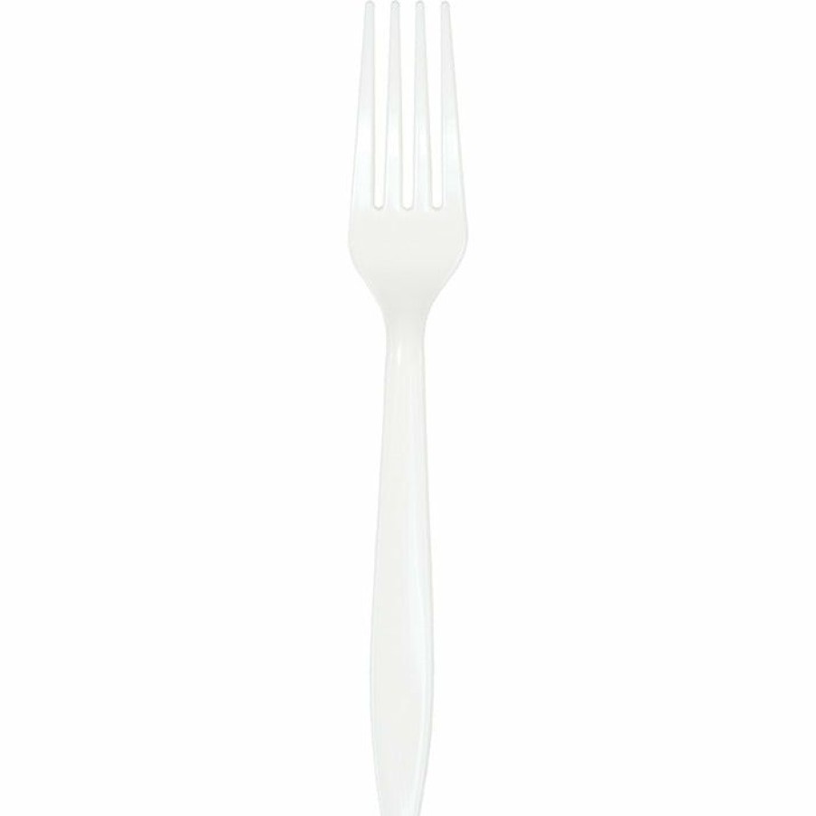 Solid Color Tableware * | Creative Converting White Premium Plastic Forks, 50 Ct Solid Color Tableware