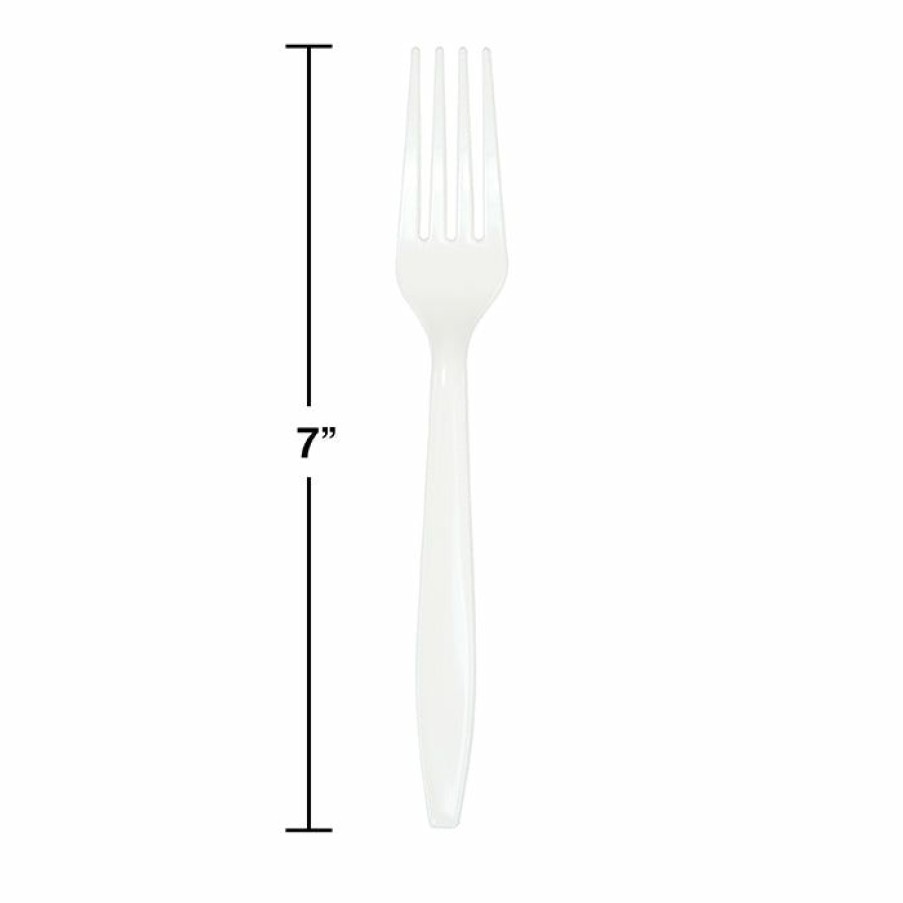 Solid Color Tableware * | Creative Converting White Premium Plastic Forks, 50 Ct Solid Color Tableware