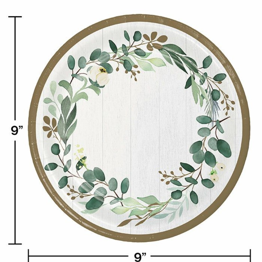 Themed Tableware * | Creative Converting Eucalyptus Greens Dinner Plate 8Ct