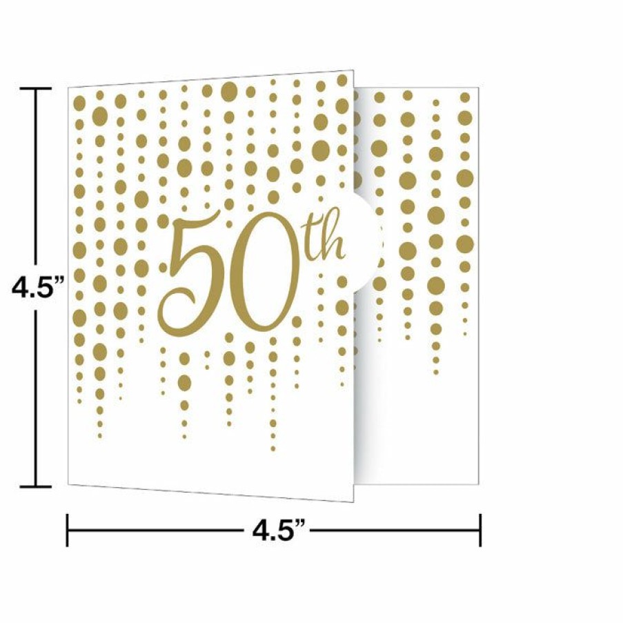 Bridal And Wedding * | Creative Converting Anniversary Decorations Sparkle And Shine Gold 50Th Invitations (48/Case)