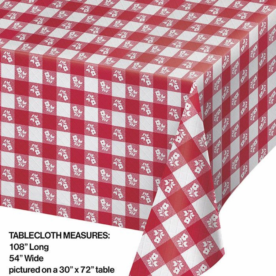 Holidays * | Creative Converting Red Gingham Tablecover Plastic 54 X 108