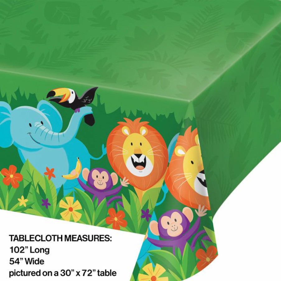 Birthdays * | Creative Converting Jungle Safari Plastic Tablecover All Over Print, 54 X 102 Kids Birthday Party Themes