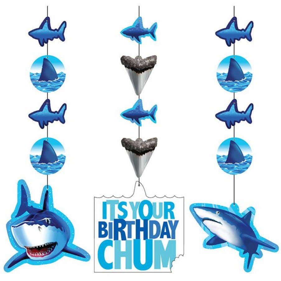 Birthdays * | Creative Converting Shark Splash Hanging Cutouts (18/Case) Kids Birthday Party Themes