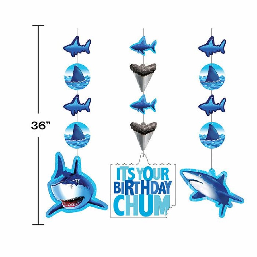 Birthdays * | Creative Converting Shark Splash Hanging Cutouts (18/Case) Kids Birthday Party Themes