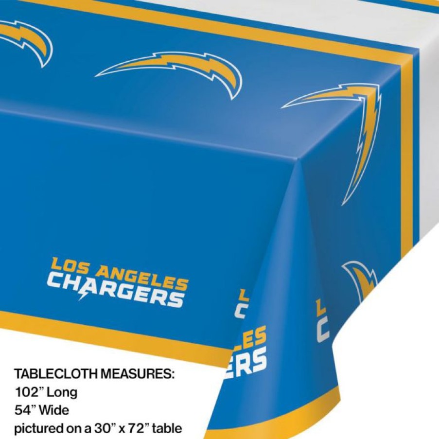 Sports * | Creative Converting Nfl And Football Party Supplies Los Angeles Chargers Plastic Tablecover, 54 X 102 1Ct