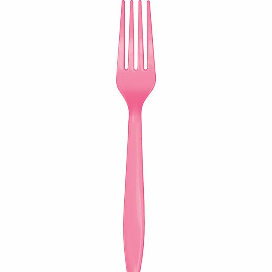 Solid Color Tableware * | Creative Converting Candy Pink Plastic Forks, 50 Ct