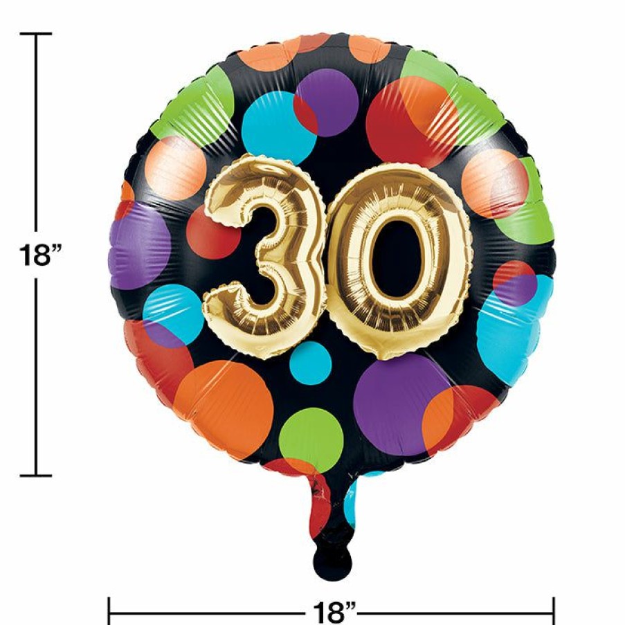 Birthdays * | Creative Converting Balloon Birthday Metallic Balloon 18 , 30 (Case Pack Of 10)