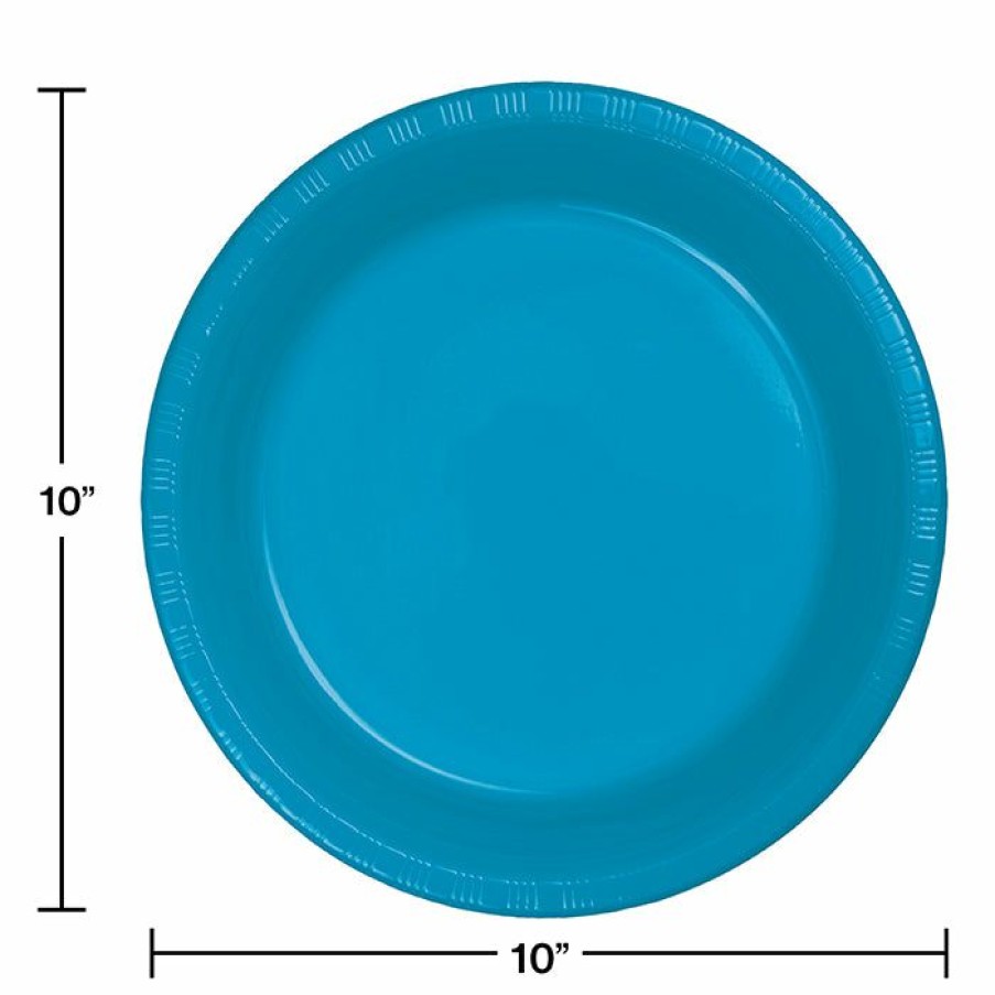 Solid Color Tableware * | Creative Converting Turquoise Blue Plastic Banquet Plates, 20 Ct