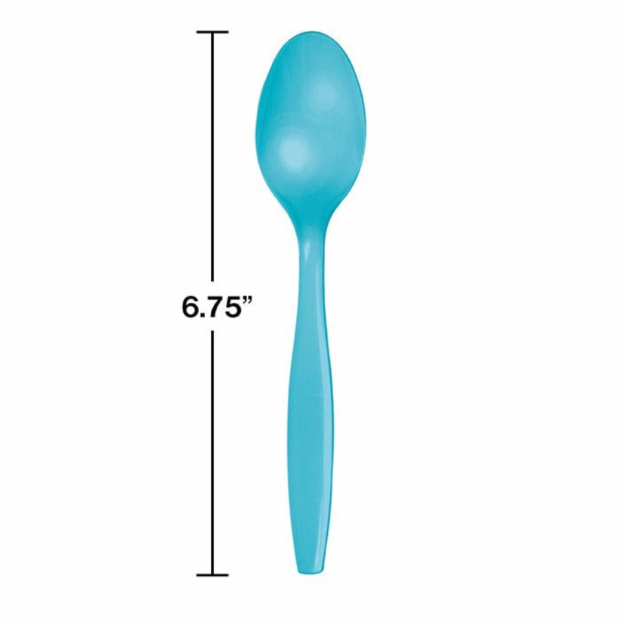 Solid Color Tableware * | Creative Converting Bermuda Blue Plastic Spoons, 50 Ct