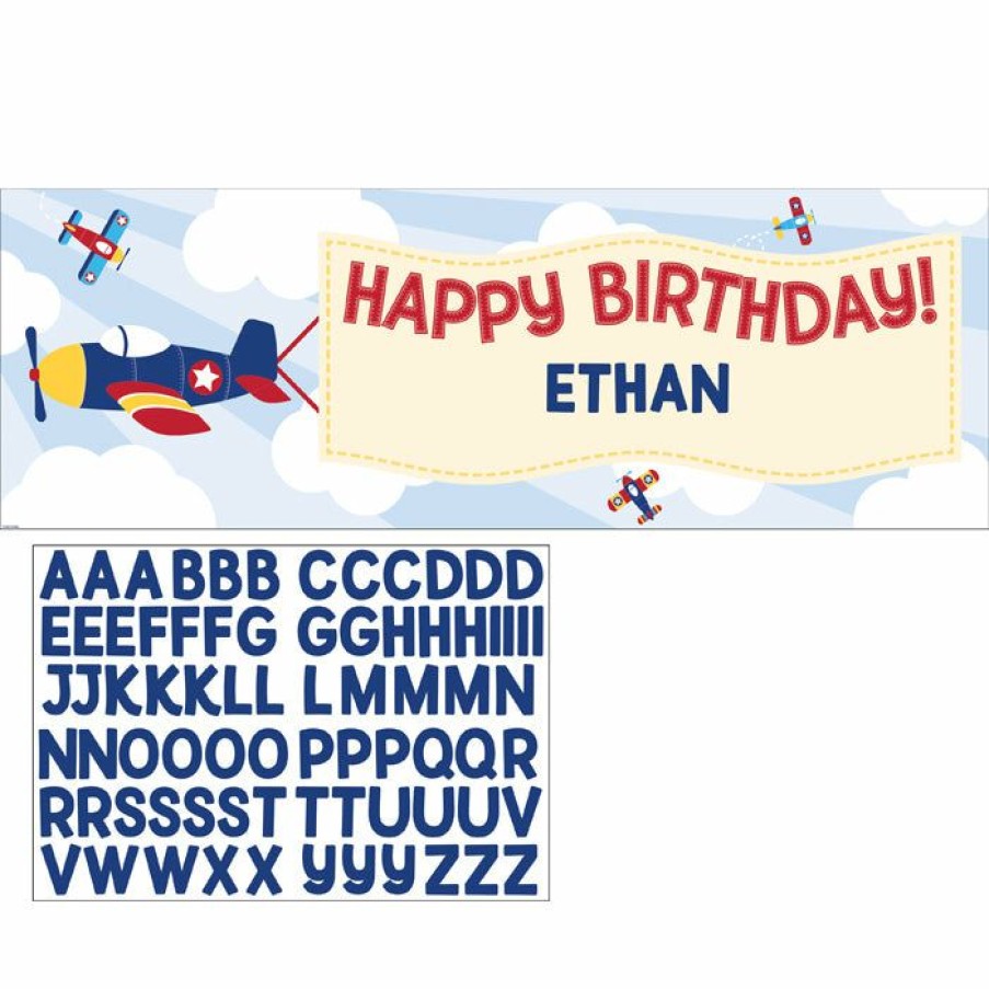 Birthdays * | Creative Converting Kids Birthday Party Themes Lil' Flyer Airplane Giant Party Banner W/ Stck