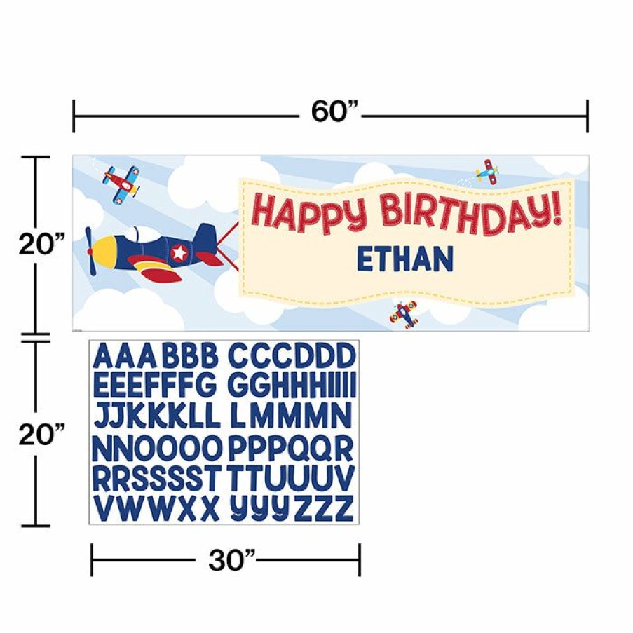 Birthdays * | Creative Converting Kids Birthday Party Themes Lil' Flyer Airplane Giant Party Banner W/ Stck