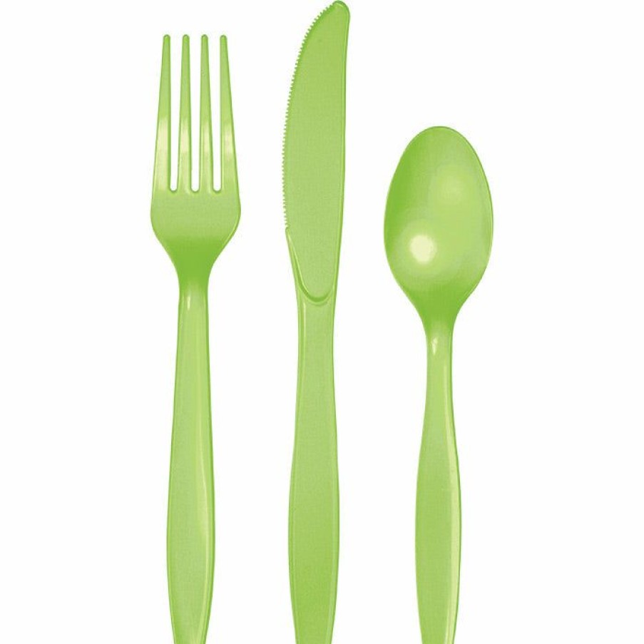 Solid Color Tableware * | Creative Converting Fresh Lime Green Assorted Plastic Cutlery, 24 Ct Solid Color Tableware