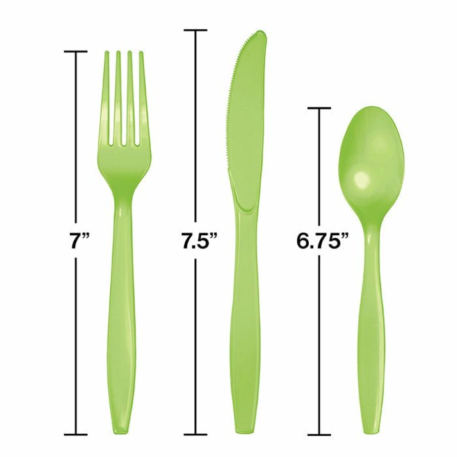 Solid Color Tableware * | Creative Converting Fresh Lime Green Assorted Plastic Cutlery, 24 Ct Solid Color Tableware