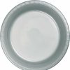 Solid Color Tableware * | Creative Converting Shimmering Silver Plastic Dessert Plates, 20 Ct