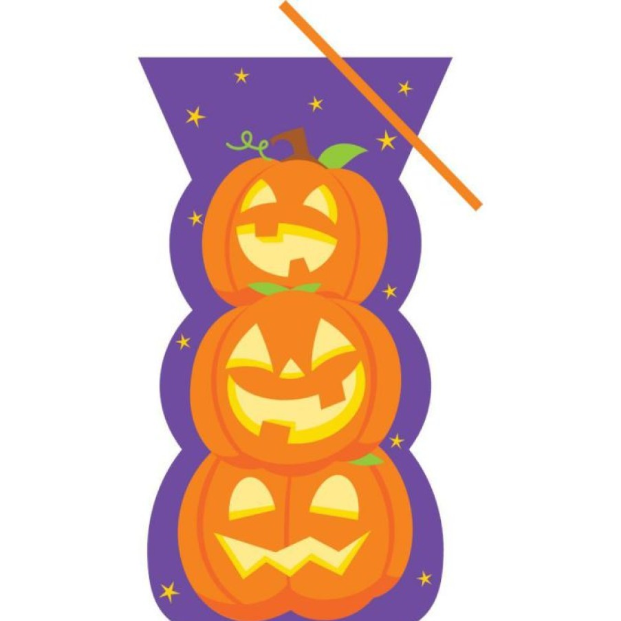 Holidays * | Creative Converting Cello Bag, Shaped, Halloween Pumpkin Stack, 20 Ct